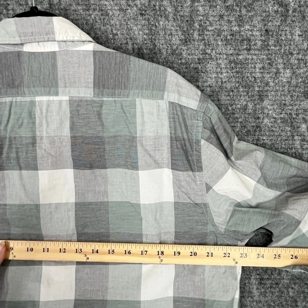 Banana Republic Untucked Fit Shirt Men L Plaid Organic‎ Cotton Casual Everyday